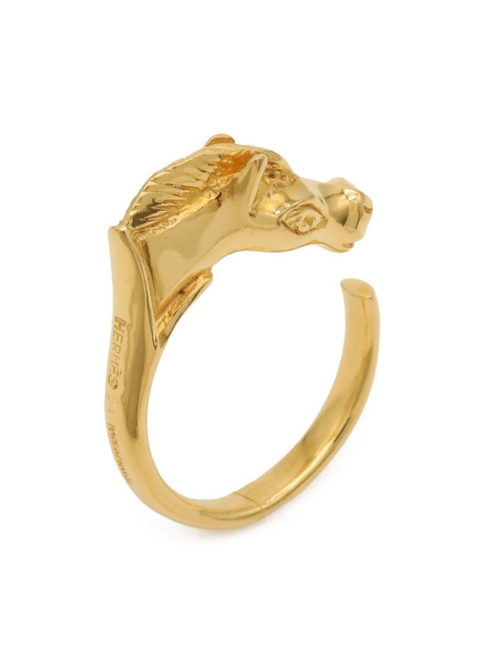 Hermes Cheval Horse Ring Motif Gold Plated
